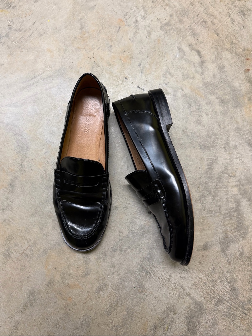 Madewell the Nye Penny Black Leather Penny Loafers